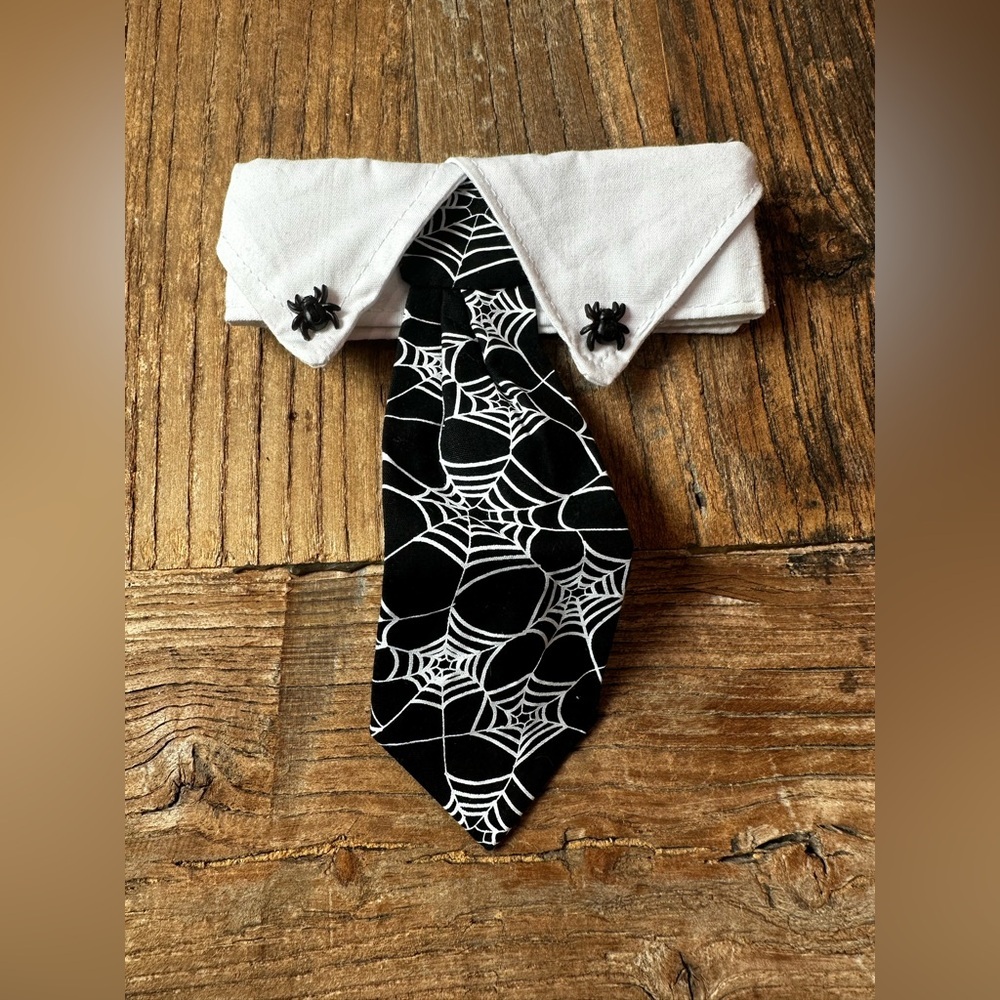 Black and White Spider Web Dog Tie